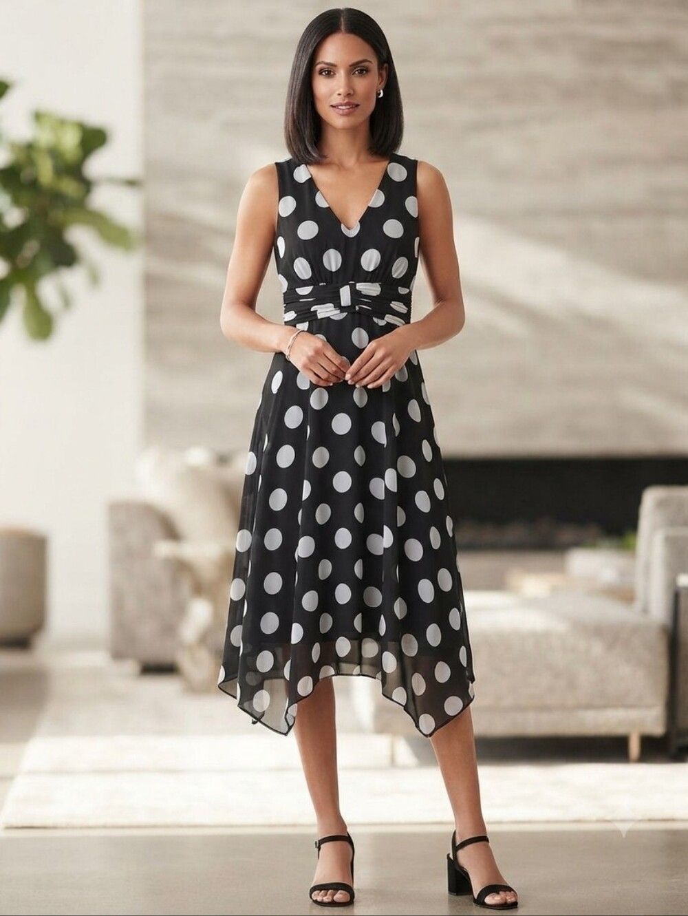 Scarlett Women's Sleeveless Dress w/Polka Dots Size 14